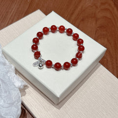 Double Luck Natural Red Agate Bell Bracelet