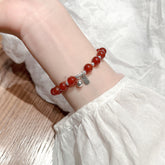 Double Luck Natural Red Agate Bell Bracelet