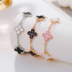 Lucky Four-Leaf Clover Bracelet - Korean Minimalist Style with Mother-of-Pearl