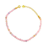 Morganite Beaded Bracelet with S925 Sterling Silver