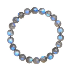 Natural Gray Moonstone Blue Light Round Beaded Bracelet