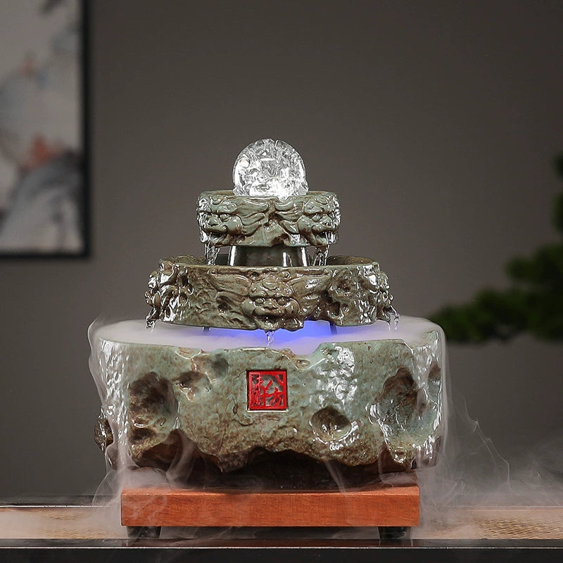 Ceramic Water Flow Feng Shui Decor "Fortune from All Directions"