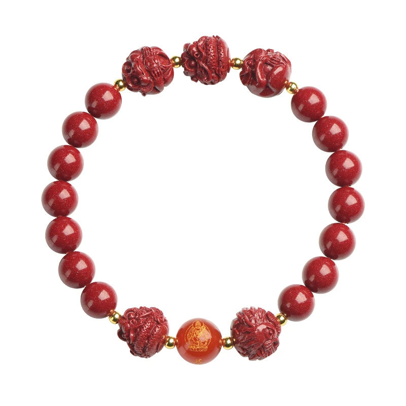 Cinnabar Zodiac Birth Buddha Beaded Bracelet