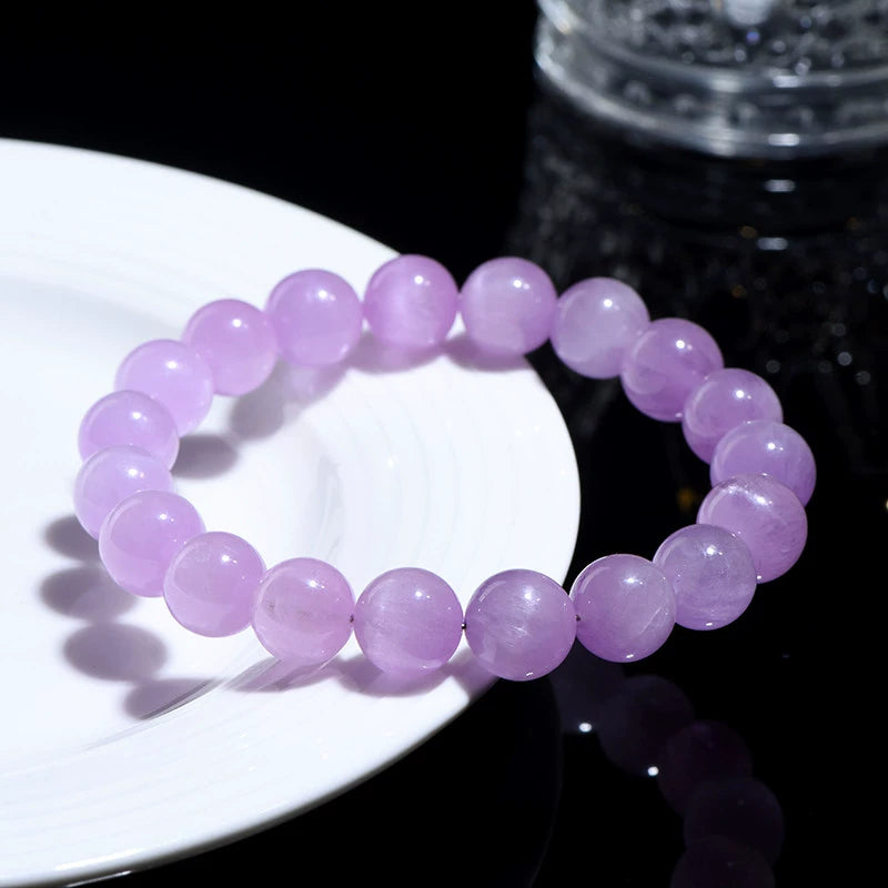 Ice Jade Cat's Eye Purple Lithium Mica Beaded Bracelet