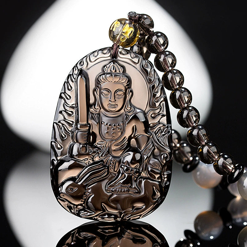 Ice Obsidian Guanyin Pendant