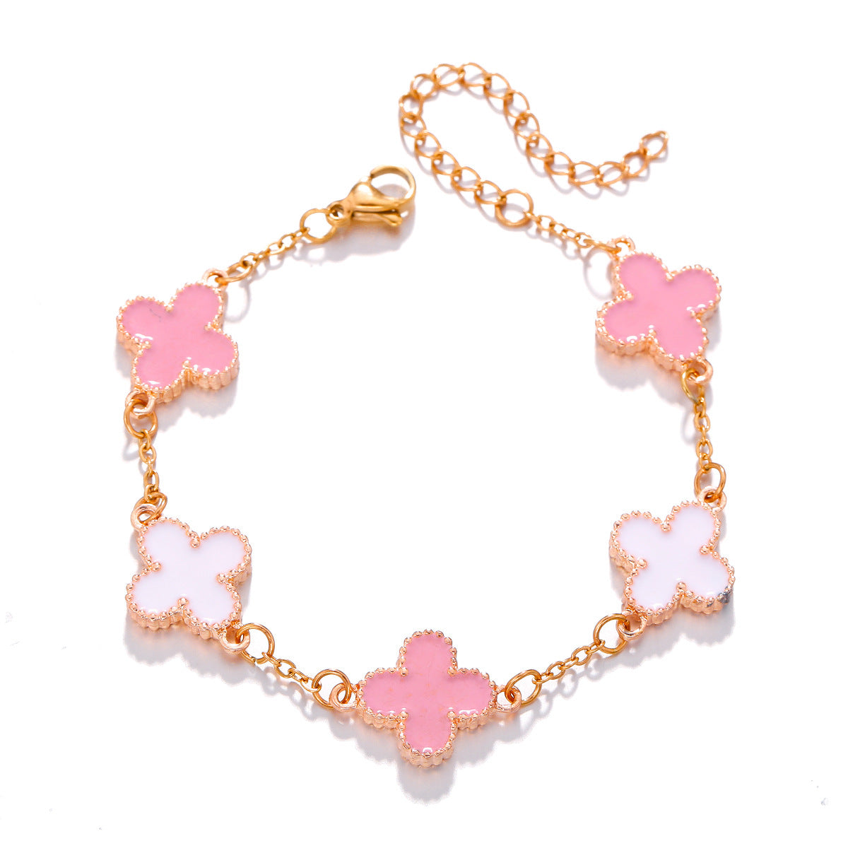 Lucky Four-Leaf Clover Bracelet - Korean Minimalist Style with Mother-of-Pearl
