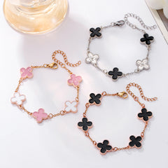 Lucky Four-Leaf Clover Bracelet - Korean Minimalist Style with Mother-of-Pearl