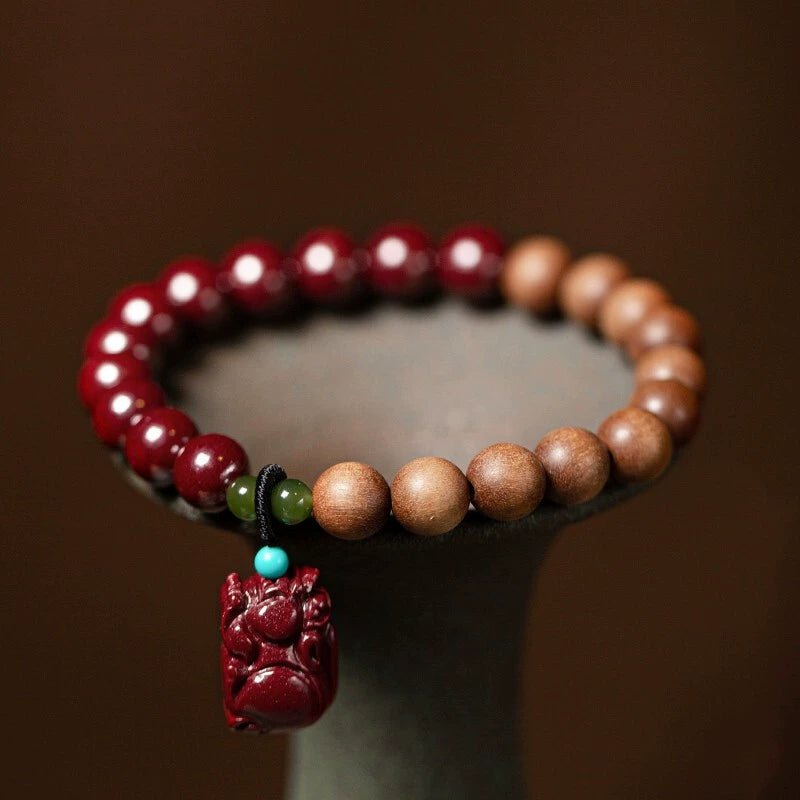 Mystic Harmony Beads: Sandalwood & Cinnabar Bracelet