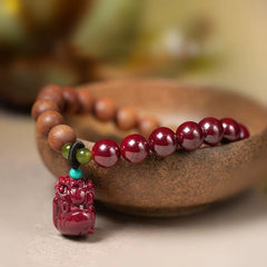 Mystic Harmony Beads: Sandalwood & Cinnabar Bracelet