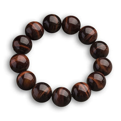 Natural Crystal Wood Tiger's Eye Beaded Bracelet