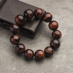 Natural Crystal Wood Tiger's Eye Beaded Bracelet