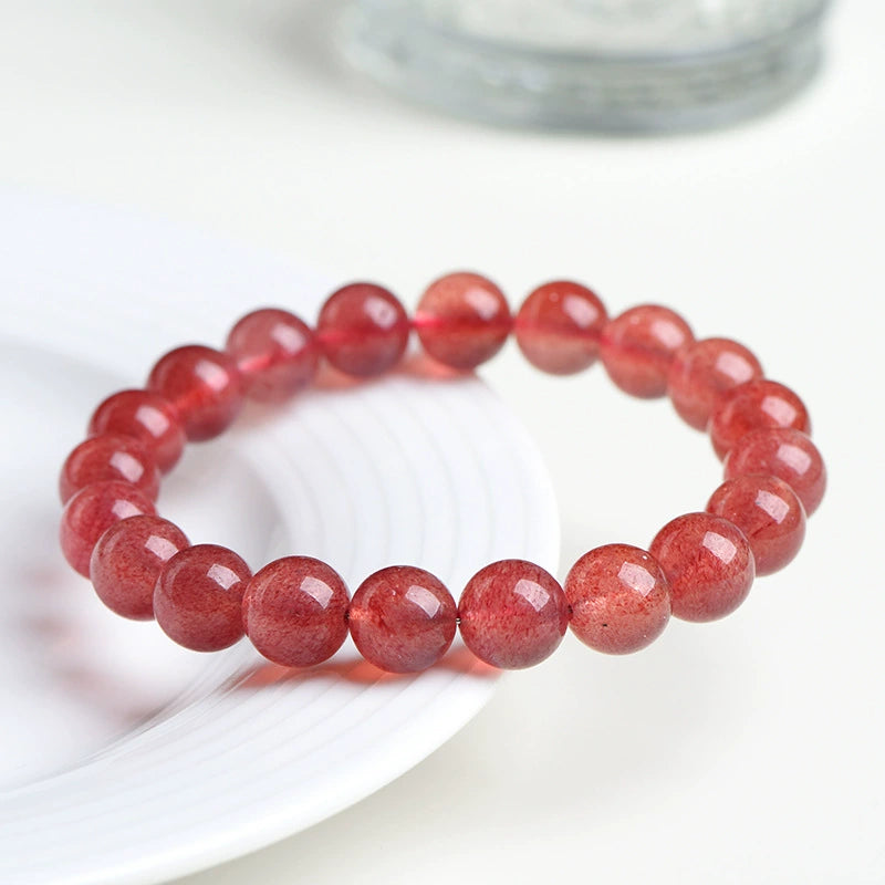 Natural Strawberry Quartz Beaded Bracelet