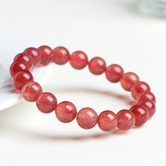 Natural Strawberry Quartz Beaded Bracelet