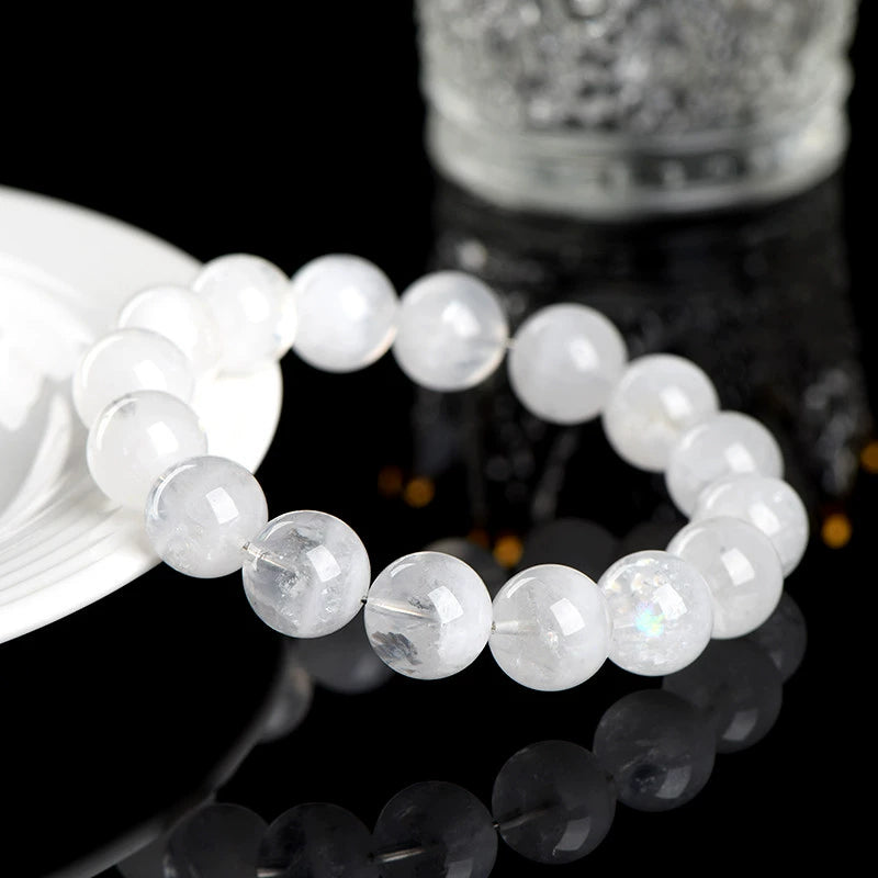 Natural White Money Stone Beaded Bracelet