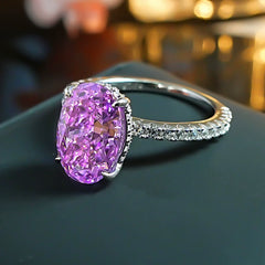 Purple Zircon Openwork Adjustable Open Ring