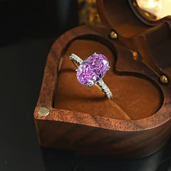 Purple Zircon Openwork Adjustable Open Ring