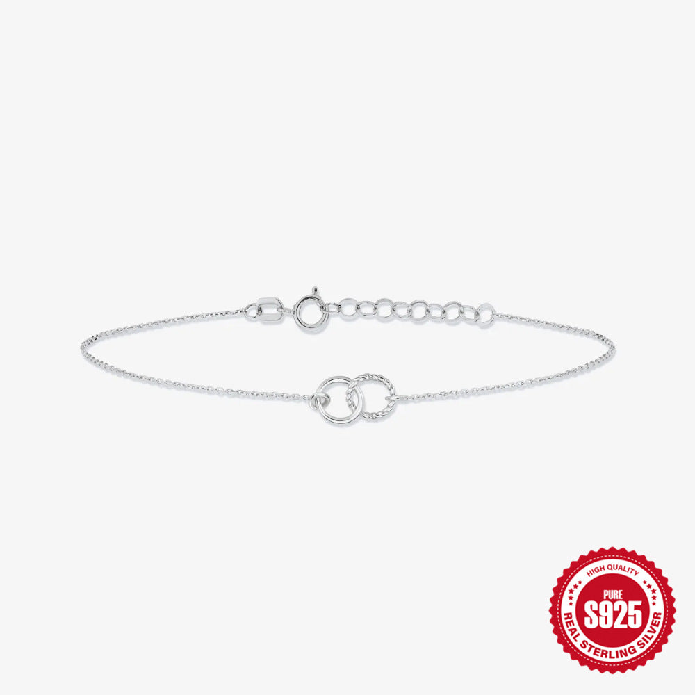 S925 Sterling Silver Double Loop Infinity Bracelet - Timeless & Versatile