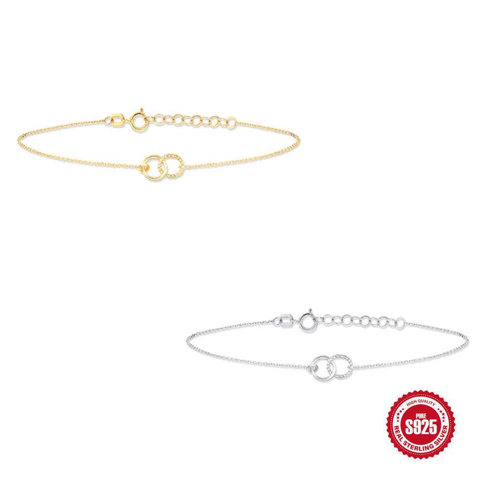 S925 Sterling Silver Double Loop Infinity Bracelet - Timeless & Versatile
