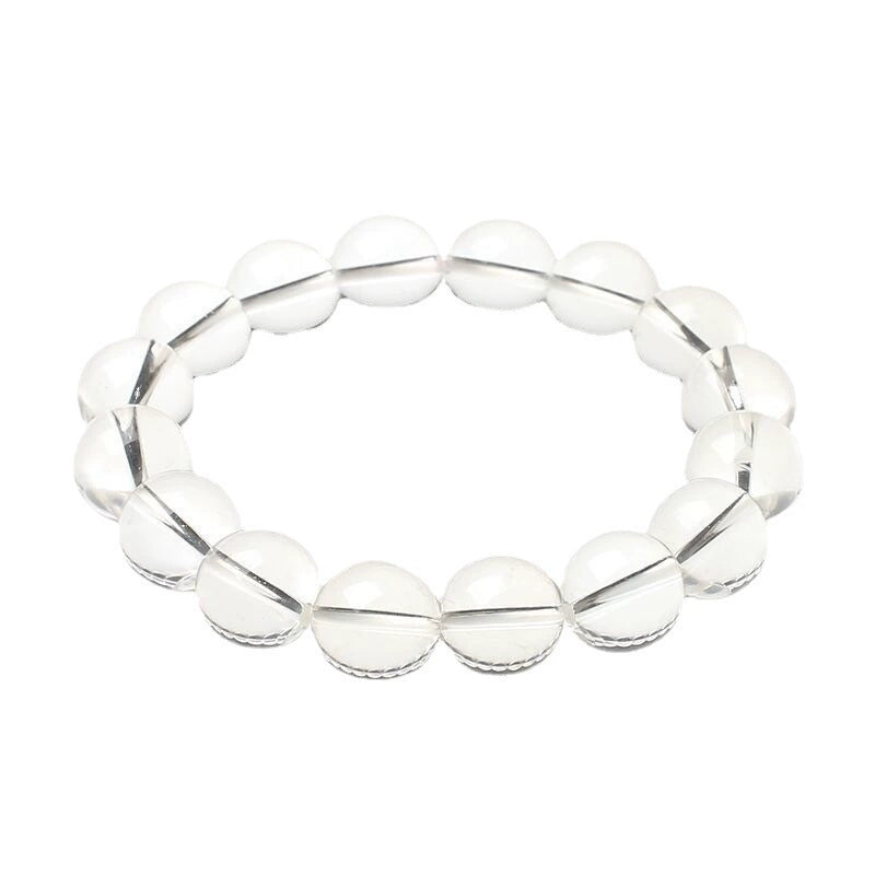 White Crystal Round Beaded Bracelet